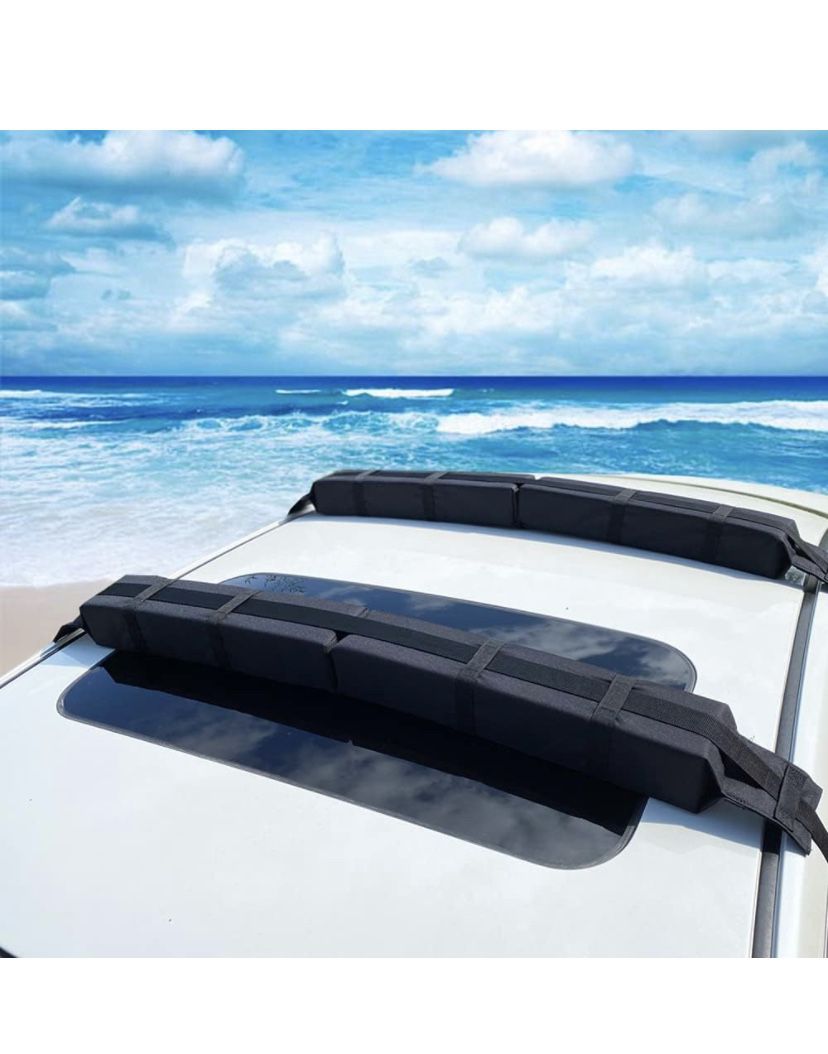 Soft Roof Rack pad for Kayak/Canoe/Surfboard/Paddle Board/SUP/and Water Sports with Hood Loop and Trunk Straps