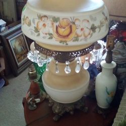 1930's / 40's GONE WITH THE WIND HAND PAINTED 3 WAY PARLOR LAMP