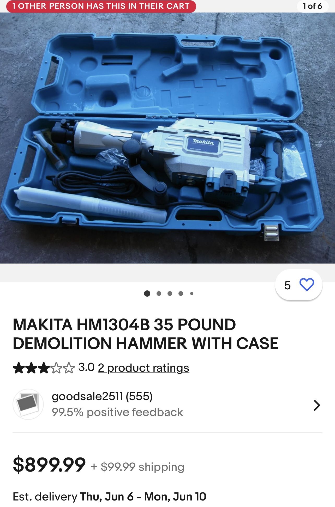 MAKITA HM1304B 35 POUND DEMOLITION HAMMER WITH CASE
