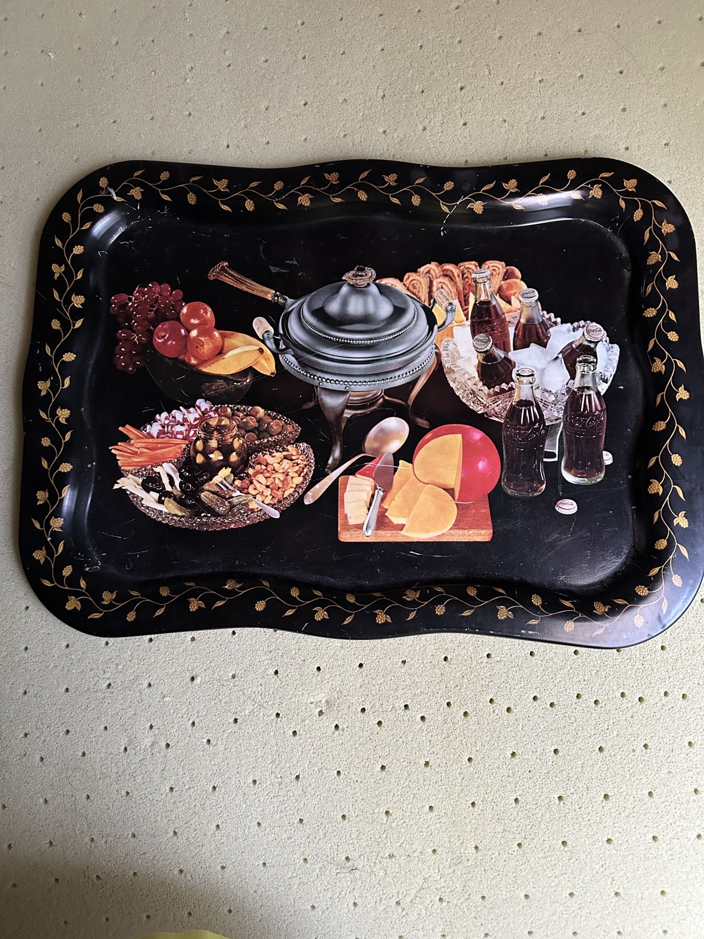 Coca Cola Fondue Vintage Metal Serving Tray 29”x13.5” Antique - Good used Condition
