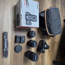 Canon EOS Rebel T7 DSLR video two lens kit with EF S 18-55mm and EF 75 300mm lenses