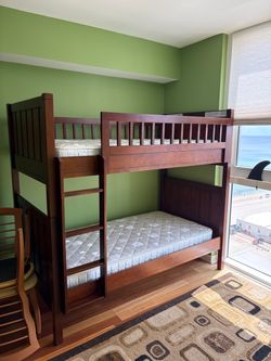 Solid Wood Twin Bunk Beds, Mattresses Included!