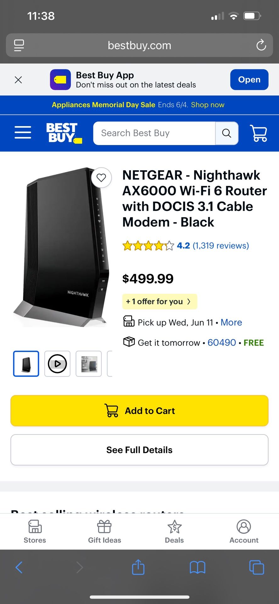 Netgear - Nighthawk AX6000 Wi-Fi 6 Router With DOCIS 3.1 Cable Modem