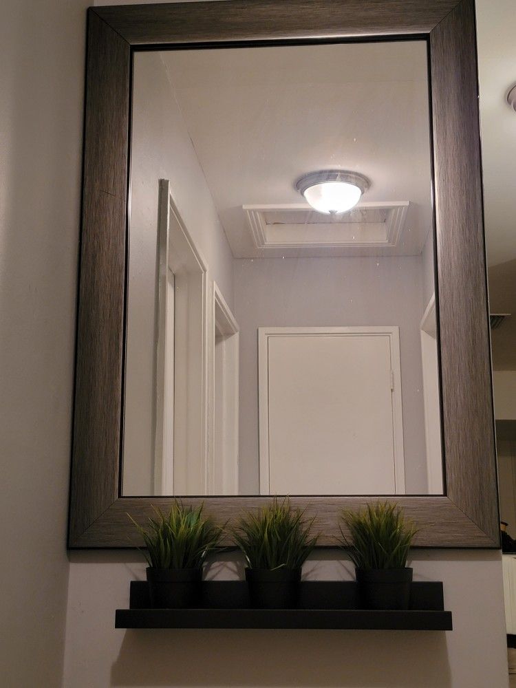 Mirror, Floating Shelf And Décor