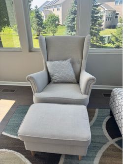 Armchair with ottoman - Strandman - light beige