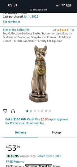 Top Collection Goddess Bastet Statue - Ancient Egyptian Goddess of Protection Sculpture in Premium Cold Cast Bronze - 8-Inch Collectible Fertility Cat