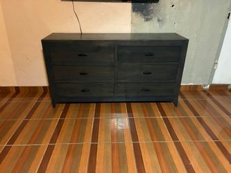 Dark Gray 6-Drawer Wood Dresser