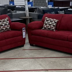 Sierra Red Sofa & Loveseat