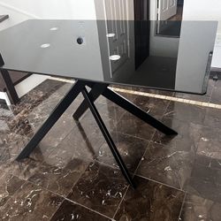 Kitchen Table Tempered Glass With aluminum Legs