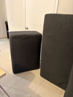Black Fabric Upholstered Ottoman