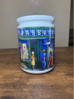 Rare Vintage Starbucks Utensil Holder, 1971 Pike Place Market (Artist Rendition)