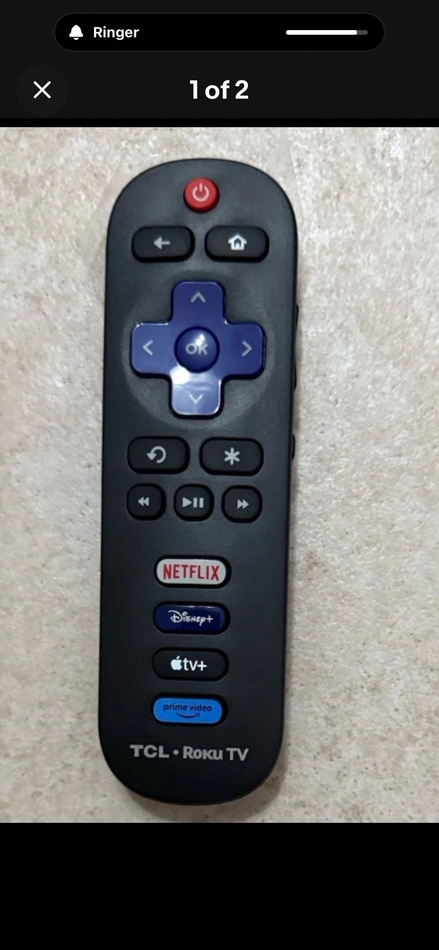 New TV Remote Control TCL 55S451 Genuine Netflix Disney Apple+ Prime