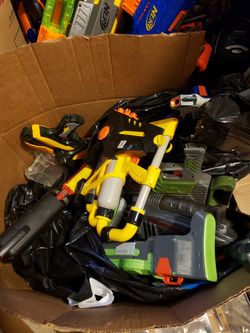 Big box of nerf guns