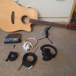 Complete Set Preamp Electric Acoustic Guitar Microphone 
