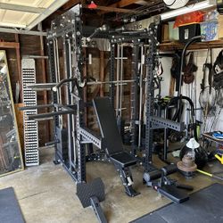 Smith Machine 400 | Adjustable Bench | 245lb Cast Iron Olympic Weights | 7ft Olympic Bar | Fitness | Gym Equipment | FREE DELIVERY/INSTALLATION 🚚 🛠️
