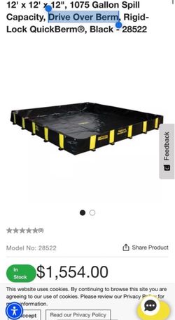 12x12x12" , 1075 Gallón Spill Capacity,drive Over Berm,rigid Lock QuickBerm@