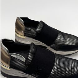 Michael Kors Women’s Wedge Trainers Size 10 Black And Rose Gold 