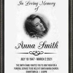 Funeral Service-16x20 Marco Y FOTO  CUSTOM - Bueba Calidad - Funeral