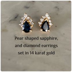 Sapphire And diamond Earrings Large… estate Earrings!