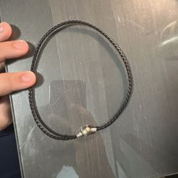 Pandora Moments Double Black Leather Bracelet