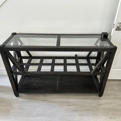 Black console Table With 2 Glass Inserts 