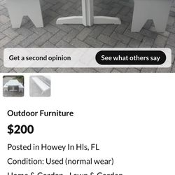 White patio table And Bench