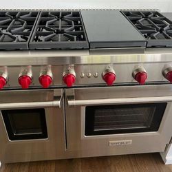 New Wolf 48" Stainless Steel Convection Double Oven Duel Fuel Gas Stove 