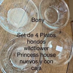 Platos Hondos Set De 4 👉 Princess house todo Nuevo y con caja 📦