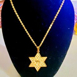 Jewish Star of David w/Gold 20 " Chain