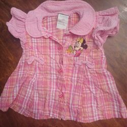 "Baby Minnie Mouse" Pink Plaid Top