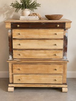 Vintage Tall 6-Drawer Wood Dresser Chest