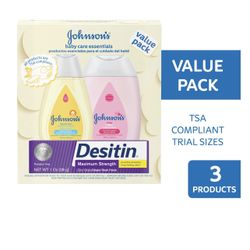 Johnson's Baby Care Essentiales Value Packs Travel Size (3 Items) Expiration Date Is 12/2023