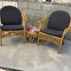 Nice WICKER BAMBOO CHAIR SET