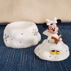 Walt Disney Minnie Mouse Angel Sitting on a White Snow Cloud Trinket Box
