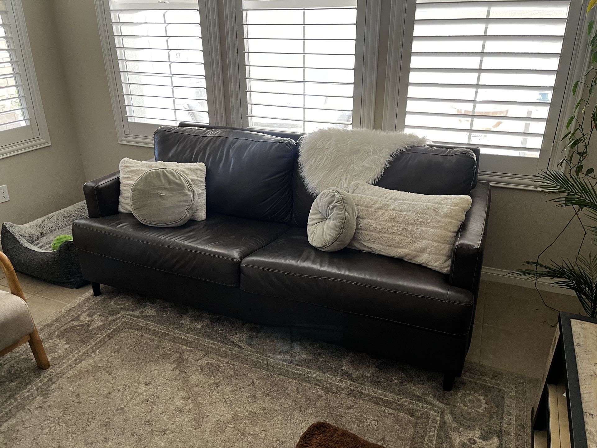 78” Long Leather Couch