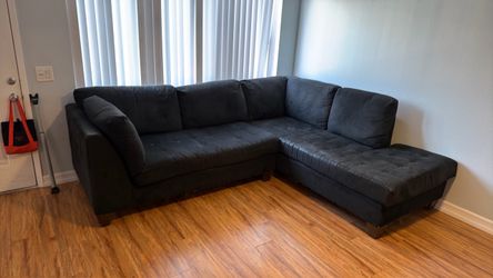 Dark Blue Suede Sofa