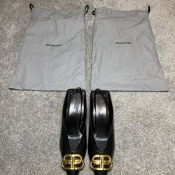 BALENCIAGA square knife BB slingback mules size 36