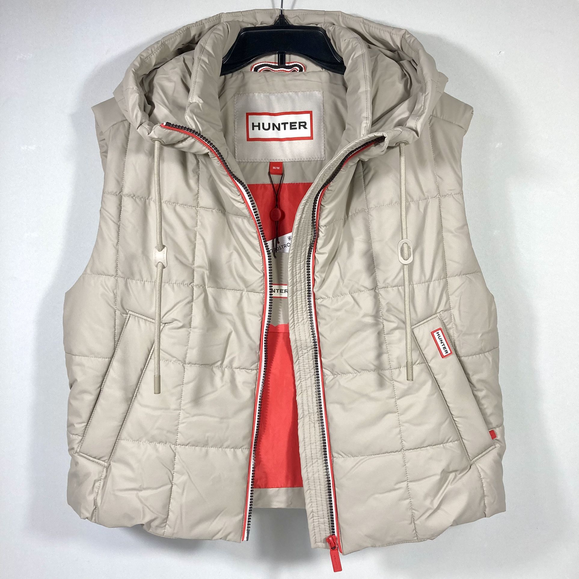 Hunter Lindsey Square Quilted Puffer Vest Faux Leather Wheat Medium NWT