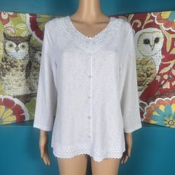 Once Again White Eyelet Blouse