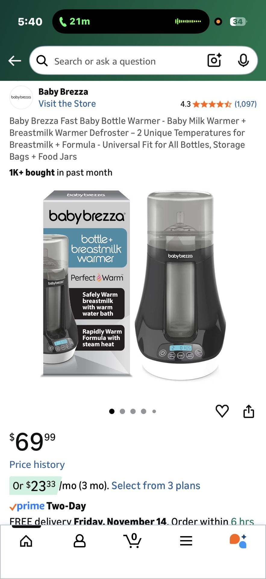 Baby Brezza Bottle Warmer
