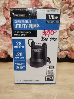 Everbilt
1/6 HP Plastic Submersible Utility Pump