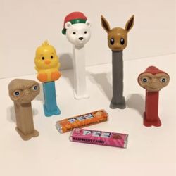 5 Mixed PEZ Candy Dispensers (Pokemon, Christmas, Easter & E.T)