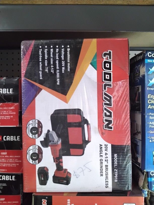 Toolman 20V 4-1/2" Brushless Angle Grinder