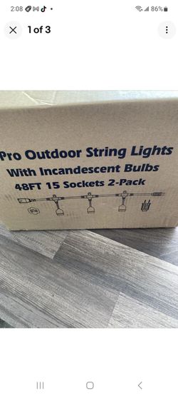 48 FT Outdoor String Lights Weatherproof 15 Sockets 11S14 Bulbs 2pack/ae