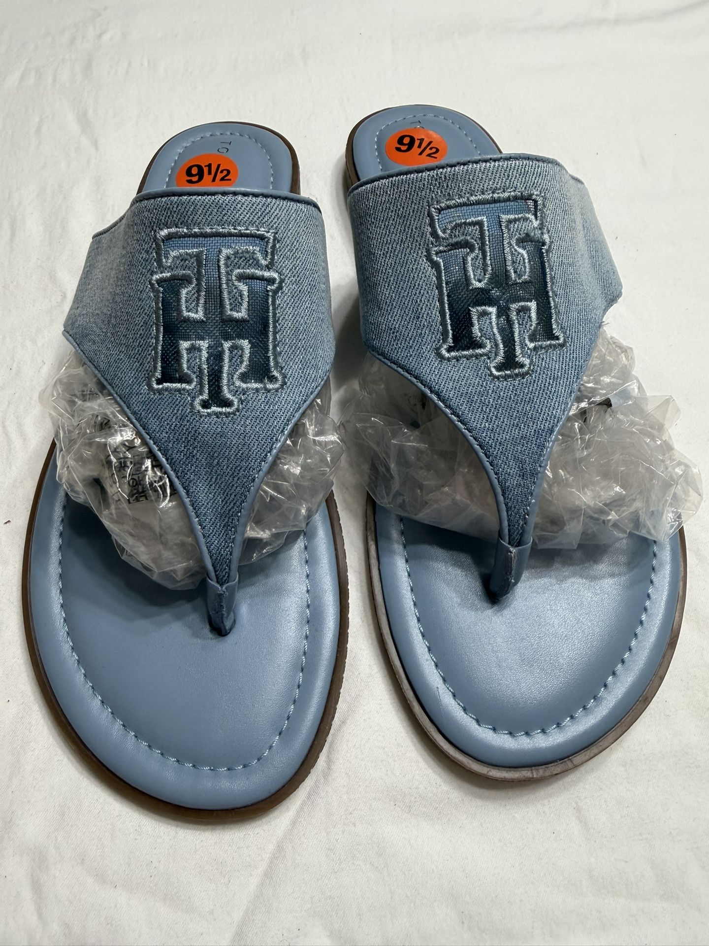 Tommy Hilfiger Monta Flats Sandals Denim Logo 9.5 Women New No Box