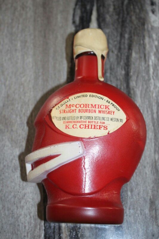 Vintage 1969 KANSAS CITY CHIEFS McCORMICK WHISKEY DECANTER / Bottle NFL Rare