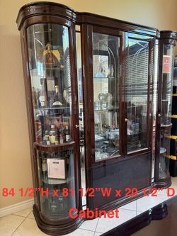 China Cabinet Display with Table and 6 Chairs only ( Bottle and Accessories inside not included )