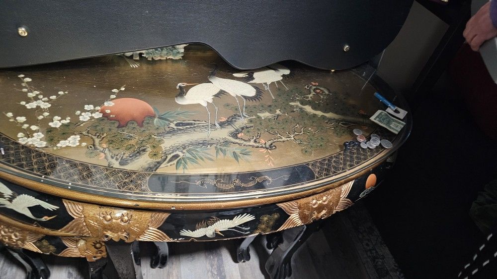 Chinese Table With 6 Mini Stools