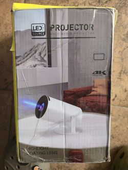 Built-in Apps]  Smart Projector,4K support HD Portable Projector, Mini Projector Indoor, Outdoor （White）