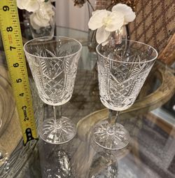 2 Waterford Clare cut wine glass crystal 7” height